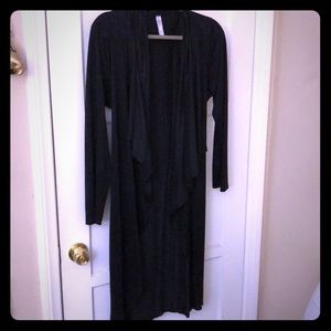 VERY dark navy long duster waterfall collar XL